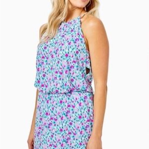Lilly Pulitzer Multi-Color Floral Romper in Light Blue and Pink
